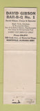 Matchbook Cover - David Gibson BBQ Huntsville AL WORN GREEN