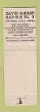 Matchbook Cover - David Gibson BBQ Huntsville AL WEAR LAVENDER