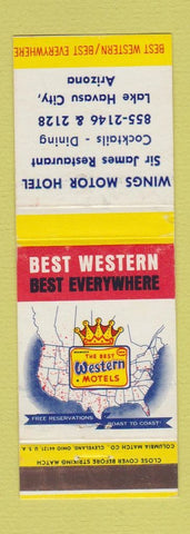 Matchbook Cover - Wings Motor Hotel Lake Havasu City AZ Best Western WEAR