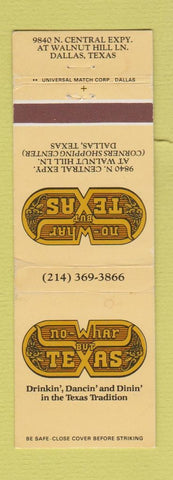 Matchbook Cover - No Whar But Texas Dallas TX