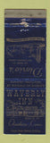 Matchbook Cover - Waverly Inn Cheshire CT Diorio's Waterbury WORN