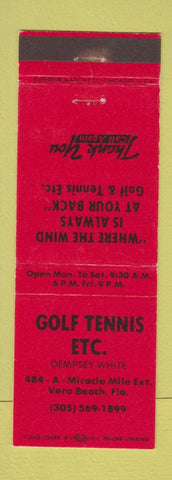 Matchbook Cover - Golf Tennis Etc Vero Beach FL sporting goods
