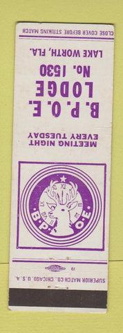 Matchbook Cover - Elks Lodge Lake Worth FL