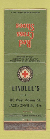 Matchbook Cover - Red Cross Shoes Lindell's Jacksonville FL WORN