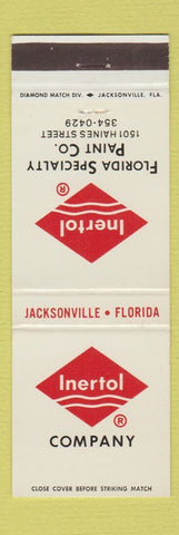 Matchbook Cover - Inertol Company Florida Specialty Paint Jacksonville FL