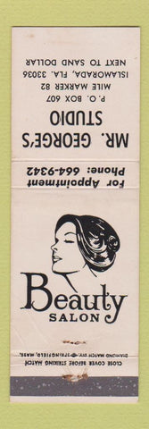 Matchbook Cover - Mr George's Studio Beauty Salon girlie Islamorada FL WEAR