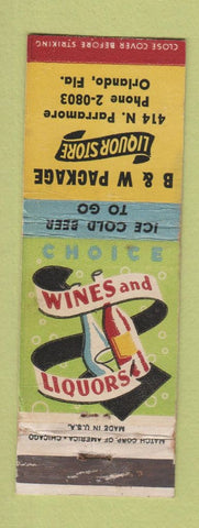 Matchbook Cover - B&W Package Liquor Store Orlando FL WEAR
