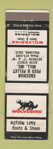Matchbook Cover - Wolverine Shoes Boots Williams CA Endeman Feed WEAR