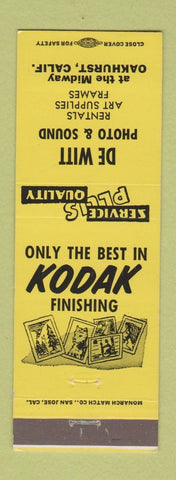 Matchbook Cover - De Witt Photo & Sound Kodak Film Oakhurst CA