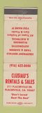 Matchbook Cover - Clusiau's Rentals Sales Placerville CA WEAR