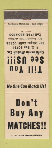 Matchbook Cover - California Match Company San Diego CA