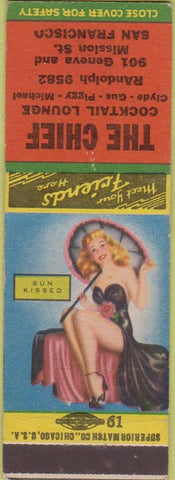 Matchbook Cover - The Chief San Francisco CA pinup  girlie back