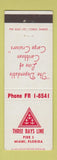 Matchbook Cover - Three Bays Line Miami FL shipping