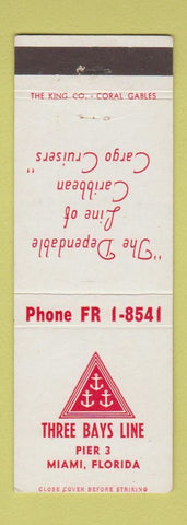 Matchbook Cover - Three Bays Line Miami FL shipping