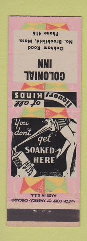 Matchbook Cover - Colonial Inn North Brookfield MA low phone # girlie #1