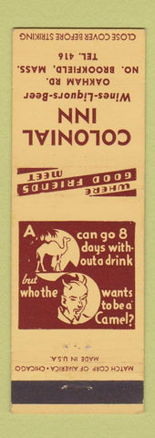 Matchbook Cover - Colonial Inn North Brookfield MA low phone # devil #2