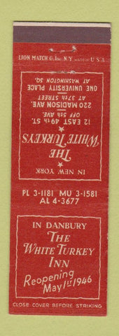 Matchbook Cover - White Turkey Inn Danbury CT