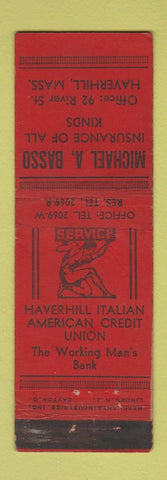 Matchbook Cover - Michael Basso Insurance Haverhill MA MERCHANTS