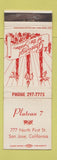 Matchbook Cover - Plateau 7 San Jose CA Christmas WEAR