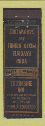Matchbook Cover - Columbine Inn Pueblo Colorado ADVANCE WEAR