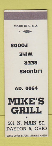 Matchbook Cover - Mike's Grill Dayton OH SAMPLE