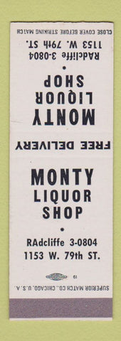 Matchbook Cover - Monty Liquor Shop Chicago? SAMPLE