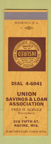 Matchbook Cover - Union Savings and Loan Racine WI SAMPLE