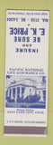 Matchbook Cover - EK Price Insurance Salt Lake City UT SAMPLE