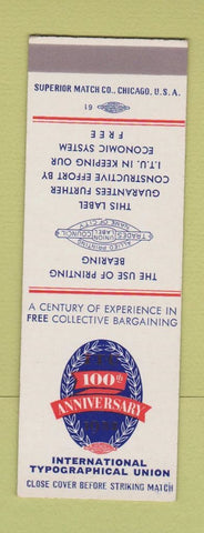 Matchbook Cover - International Typographical Union 1952 SAMPLE