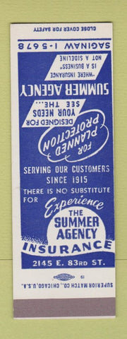 Matchbook Cover - Summer Insurance Agency Chicago? SAMPLE