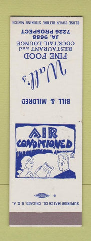Matchbook Cover - Wall's Restaurant WEAR SAMPLE