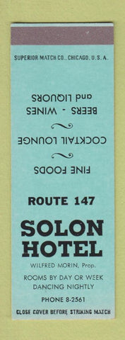 Matchbook Cover - Solon Hotel Wilfred Morin Solon ME SAMPLE