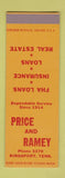 Matchbook Cover - Price and Ramey Insurance Real Estate Kingsport TN SAMPLE