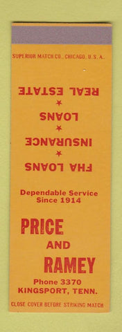Matchbook Cover - Price and Ramey Insurance Real Estate Kingsport TN SAMPLE