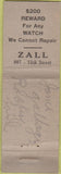 Matchbook Cover - Zall Jewelry Denver CO? WEAR
