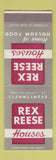 Matchbook Cover - Rex Reese Houses  SAMPLE