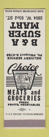 Matchbook Cover - B&A Super Mart Grocery Chicago? SAMPLE
