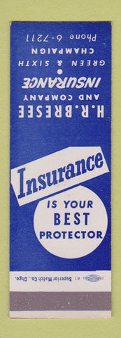 Matchbook Cover - HR Bresee Insurance Champaign IL SAMPLE