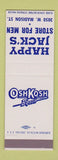 Matchbook Cover - OshKosh B'Gosh Work Clothes Happy Jacks SAMPLE