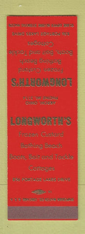 Matchbook Cover - Longworth's Frozen Custard Akron OH SAMPLE