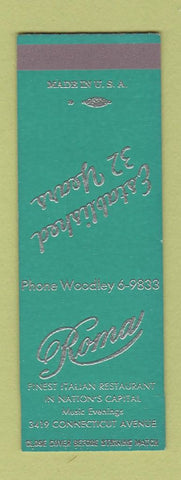 Matchbook Cover - Roma Italian Restaurant Washington DC SAMPLE