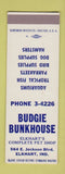 Matchbook Cover - Budgie Bunkhouse Elkhart IN WORN CREASE SAMPLE