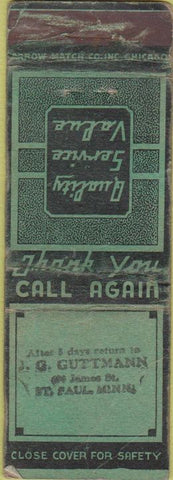 Matchbook Cover - JG Guttmann ST Paul MN Arrow STAMPED WORN