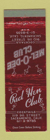 Matchbook Cover - Mel O Dee Club Sacramento CA WEAR