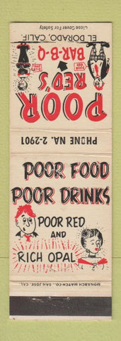 Matchbook Cover - Poor Red's BBQ El Dorado CA