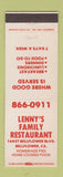 Matchbook Cover - Lenny's Family Restaurant Bellflower CA