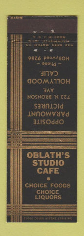 Matchbook Cover - Oblath's Studio Cafe Hollywood CA Paramount Movies reference