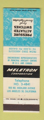 Matchbook Cover - Meletron Corporation Switches Los Angeles CA