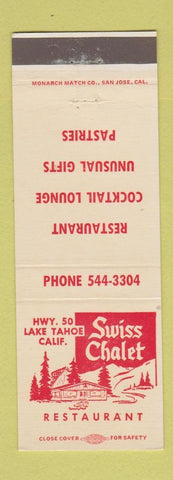 Matchbook Cover - Swiss Chalet Restaurant Lake Tahoe CA