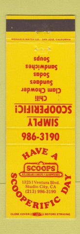 Matchbook Cover - Scoops Ice Cream Soups Studio CA